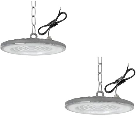 2PCS 100W Projecteur LED Industriel, 10000LM 6000K UFO Lampe pour Garage | High Bay Lumière Blanc Froid, Faisceau 120°, IP65 Étanche Intérieur/Extérieur, LED UFO pour Entrepôt Gymnase Péage Centre