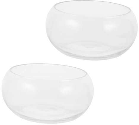 DECHOUS 2pcs Smooth Round Glass Succulent Planter Terrarium Aquarium Fish Tank
