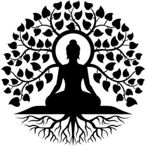 Tree of Life Buddha Metal Wall Art, Black Buddha Mandala Meditation Yoga Altar Buda Indoor Zen Home Decor, Tree of Life Outdoor Garden Patio Hanging 3d Sign Laser Cut Décor,60cm