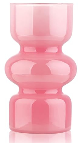 VanEnjoy Pink Glass Hydroponic Vase, Colored Glass vase Flower, Three-Layer 7 inch Cylinder vase for Home Décor, Modern Glass Vase for Home, Office, Wedding