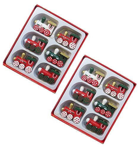 MAGICLULU 12St Weihnachten weihnachtslokomotive baumschmuck Zug Figur Kinderspielzeug Weihnachtssto Lokomotivanhänger aus Holz Lokomotive Weihnachtsbaumschmuck Bahn einstellen