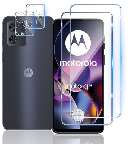 Mayfun Verre Trempé pour Motorola Moto G54 5G / Moto G64 5G, 2 Pièces Protection écran + 2 Pièces Caméra Arrière Protecteur, 9H Dureté, Anti-Rayures HD Film Vitre Protecteurs d'écran