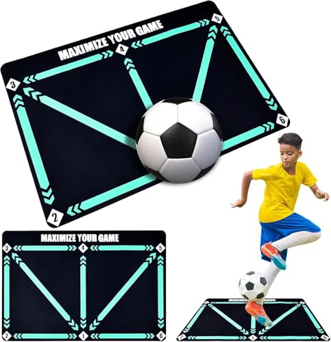 xinrongda Fussball Matte Fussball Trainingszubehör, Fußballmatte Fussball Teppich, Fussball Trainingsmatte, Kinder Fußball Training Decke für Indoor Ourdoor Training, Dribble Silent Sports Zubehör
