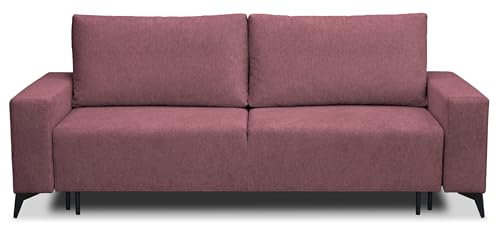 Furniture-Adamski Schlafsofa Fortis, Sofa mit Schlaffunktion und Bettkasten, Klappsofa, Schlafcouch mit Füßen aus Metall, Couch in Strukturstoff, Frabe: Lila
