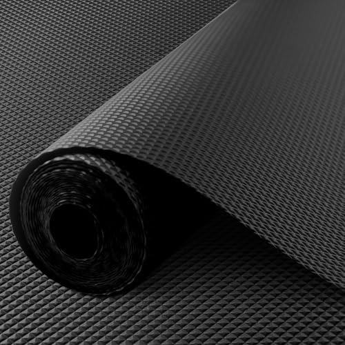 Hoplaep Schubladenmatte 60cmx610cm Schubladeneinlage Eva Schrankpapier Nicht Klebende Wasserfest Unterlage Teppich für Küchenschränke Regalschrank, Schwarz