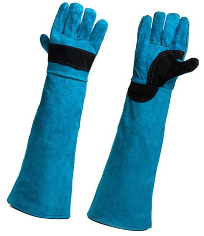 Vueinrg Gants de Protection 45cm Sécurité Cuir Gants de Travail Anti-Morsure Gants de Manutention pour Animal, Le Bain, Le Toilettage, la Manipulation Chien, Chat, Oiseau, Serpent, Lézard, Reptile