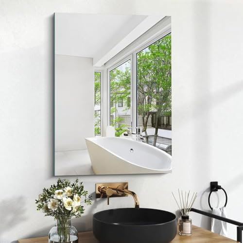 COFENY Spiegel Rahmenlos, 70 × 50 cm Rechteckiger Wandspiegel mit Polierten Kanten, HD Glasspiegel, Upgraded Shatterproof Badspiegel für Badezimmer, Schlafzimmer und Wohnzimmer
