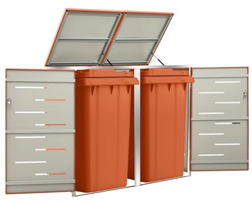 Double Wheelie Bin Shed, CIADAZ Privacy Screen Cover, Wheelie Bin Hideaways, Wheelie Bin Storage, Wheelie Bin Covers, Wheelie Bin Store, 138x77.5x115.5 cm Stainless Steel