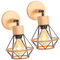 TOKIUS Lot de 2 Appliques Murales Interieurs Vintages Industrielles Plafonniers Luminaires E27 en Métal Lampe Murale Chanvre Corde Rétro Réglable 180° éclairage Mural Cuisine Salon (N-Bois-2)