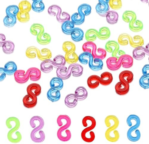 Loom Bands S Clasps, 500Pcs Colorful S Clip for Loom Bands Rubber Loom Band Connectors Refills Bracelet Kit Loom Band Hooks for Craft Making DIY Bracelet Connector Weaving Necklace Jewelry Accessories