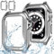 Jvchengxi 2-Piezas Funda 40mm para Apple Watch SE SE2 Series 6 5 4 Protector Pantalla, Impermeable PC Carcasa HD Cristal Templado Incorporado Protección Completa Estuche para iWatch 40mm - Plata