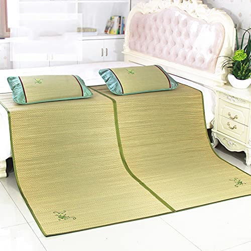 mattress Summer Sleeping Bamboo Mat Natural Cool Straw Mat Foldable Refreshing Woven Straw Beach Mat/F/180 * 198Cm