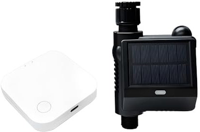 Irishom WiFi-Sprinkler-Timer mit Zigbee-Gateway, solarbetriebener intelligenter Wassertimer, Tuya-App und Sprachsteuerung, kabelloser Schlauch-Wasserhahn-Timer für Garten/Rasen