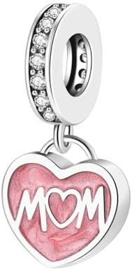 GOUWO Rosa Liebesherz 925er Silber Charms für Armbänder und Halsketten Passend für Pandora Armbänder Geburtstag Halloween Muttertag Valentinstag Geschenke für Frauen Mutter Tochter Sie selbst