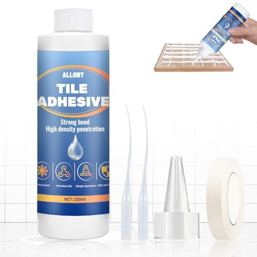 Allony Tile Adhesive,Strong Floor Tile Adhesive,Wall Tile Adhesive,Tile Grout Repair Adhesive Glue for Loose,Hollow Creaky Tiles Construction Adhesive (150g)