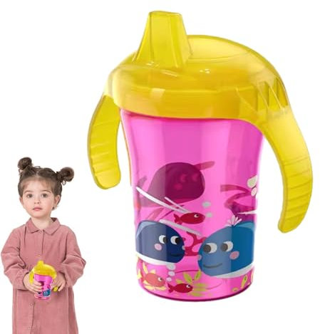 Lumiscent Sippy Cups for Toddlerr - Earning Drinking Cup | Duckbill Transition Training Cup for Milk with 2 Handles | Learning Water Bottle | Feeding Supplies for Kids Boys and Girls, with Spill- Lid