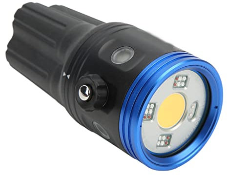 Acouto 5000 Lm LED-Tauchlampe, RGB-Farblichter für Unterwassersport, PC-Gehäuse Wasserdicht 100 M mit UV-Licht, SOS, Kamerakompatibilität