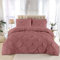 K&A® Pintuck Pinch Pleat Super King Duvet Set with Zipper Closure including Pillowcase – Ultrasoft Brushed Microfiber – Easy Care & Machine Washable (Dusty Pink - 220x260)