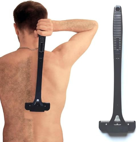 Rückenrasierer Herren,Faltbarer Körperhaarschneider,Ergonomischer Rückenhaarentferner für Männer,Rasierer mit langem Griff, schnell und sicher,Ganzkörperhaarschneider-Werkzeug