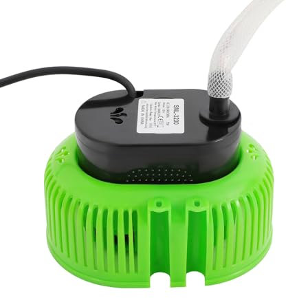 Mini Schmutzwasser Leise Tauchpumpe Poolabdeckpumpen max. Fördermenge 3000 l/h mit 3 Düse, 5m Schlauch und 7.5m extra langem Netzkabel max Förderhöhe 3.2m Flachsaugpumpe Wasser schnell aus Teichen