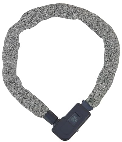 Prophete Kettenschloss mit Fingerabdrucksensor & 3-Zahlen-Kombination – Sicherer Diebstahlschutz, Textilummantelung mit Schnittschutz, 90 cm Länge – Farbe: Grau