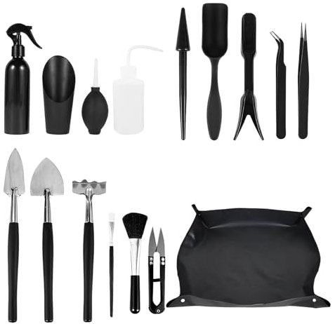 Kit d'outils pour terrariums, Outils pour Grasses | Manuel de 16 pièces Ensemble de Jardinage - Min Outils pour d'intérieur, Pots, Cactus, t