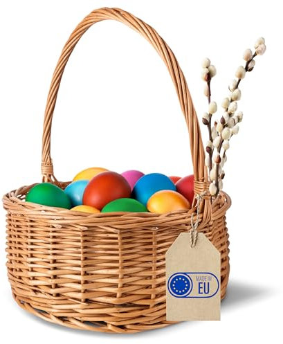 Creative Home Weihnachtskorb Oval Weidenkorb mit Henkel Garten | 30x30x32 cm (+/- 2 cm) | Gartenkorb Geschenkkorb Universell, Obstkorb, Bügelkorb