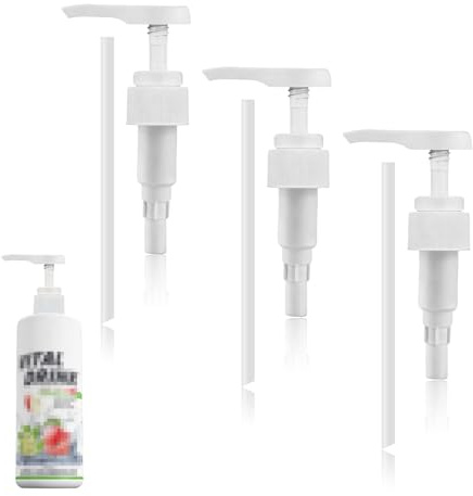 3 Stück Pumpspender für Best Body Nutrition Vital Drink,Dosierpumpe 1l Sirup Zuckerfrei Pumpe Spender,1000ml Syrup Flaschen Getränkesirup Dispenser,Dosierspender Pumpkopf für Vital Drink Zerop Aufsatz