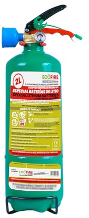 ECOFIRE Fighting Equipo Extinción de Fuegos ABFL, 2 litro, Apaga Fuegos Baterías Litio, Ecológico
