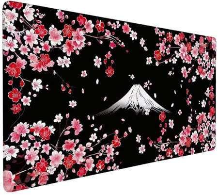 Mouse Pad Black Mouse Mat Mount Fuji Desk Mat, 1400x600x3mm Large Mousepad, Extended Waterproof & Durable Mousemat, Gaming Mouse Pad with Anti-Slip Base, Desk Accessories for Decor Men Gifts J1-1000