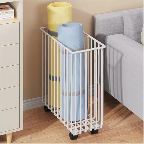 Aufbewahrungskorb für Yogamatte, Trainingsgeräte, tragbarer Sportgeräte, Aufbewahrungswagen für Zuhause/Fitnessraum/Fitnessstudio, mit feststellbaren Rädern, leicht zu reinigen
