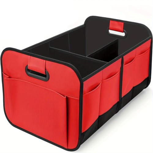 WWITH Kofferraum Organizer für Mazda MX-5 (seit 2015)/EZ-6 2024, Wasserdicht Kofferraum Tasche Multi-Compartment Faltbare Aufbewahrungstasche,D Red