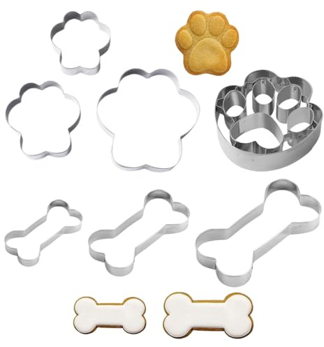 7 Piezas Cortadores Galletas Hueso, Juego de Cortadores de Galletas de Hueso de Perro, Moldes para Hornear Galletas y Fondant