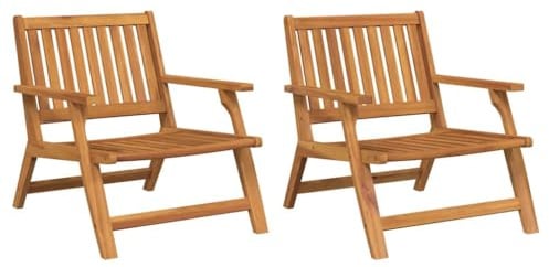 SDWEHBJ Gartenstühle 2er Set, Gartenstuhl Holz, Balkonstuhl, Terrassenstuhl 110kg Belastbar, Gartensessel Stühle für Garten, Balkon, Braun Massives Akazienholz