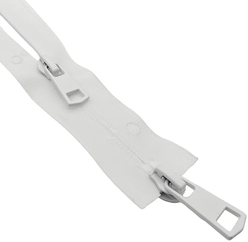 XCSJ 2 cerniere lampo impermeabili #5 (bianco, 80 cm) | Cerniera lampo a 2 vie, divisibile, per giacche, cappotti, piumini, valigie, tende, borse, fai da te