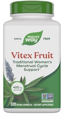 Nature's Way Vitex Fruit, Traditional Menstrual Cycle Support*, Traditional Women's Health Support*, Chasteberry Supplement for Women, Vegan, 320 Capsules (Packaging May Vary)