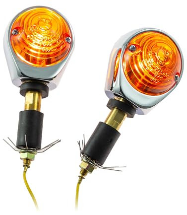 Progress-Line Universal Motorrad Lenkerenden - Blinker Ochsenauge verchromt gelb/orange 7/8 + 1 getönt E-geprüft