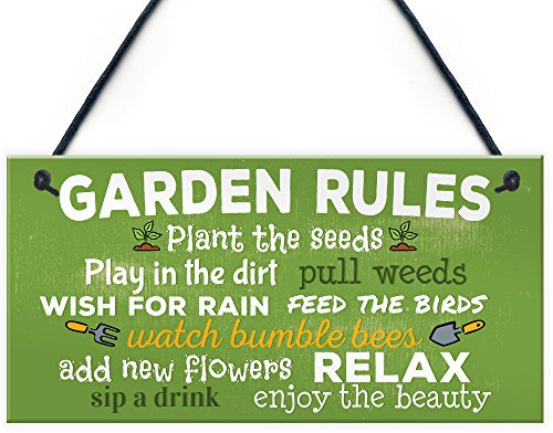 Red Ocean Garden Rules Relax Novelty Hanging Plaque SummerHouse Sign Garden Shed Friendship Gift