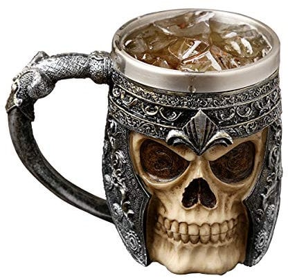 auvstar Gothic 3D Skull Kaffeebecher,Totenkopf Bier Tassen,Edelstahl Skeleton Trinkbecher Becher,Mittelalterliche Schädel Drinkware Becher zum Kaffee/Getränke/Saft