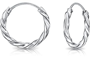 DTPsilver - Runde Creolen Verdrehte Ohrringe 925 Sterling Silber - Klein/Mittelgroße/Groß - Dicke 1.8 mm - Durchmesser: 16 mm