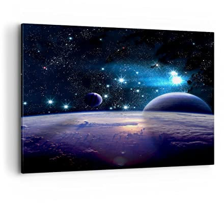 Wandbilder Dekoration Wohnzimmer Kosmos Planet Bilder auf Leinwand 120x80cm Leinwandbild mit Rahmen Schlafzimmer Küche Deko Wand Kunstdruck Art Groß XXL Wanddeko Bild Wall Decor Canvas AA120x80-3575