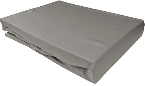 Bettwaesche-mit-Stil Mako Satin Spannbettlaken Spannlaken Spannbetttuch (200 cm x 200 cm, Matratzenhhöhe 21-30cm, Dunkelgrau)