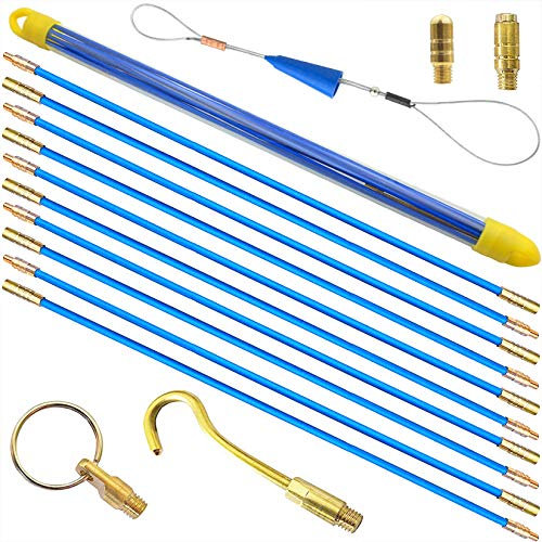 Akuoly Guia Pasacables de Fibra de Vidrio 5,8M Juego de Varillas Pasacables, 10 Unidades x 58cm, color Azul