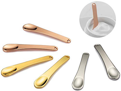 Set di 6 spatole in metallo per la cura della pelle, mini maschera per il viso, riutilizzabile, per il trucco e la bellezza per creme, lozioni, idratanti (oro rosa, oro, argento)