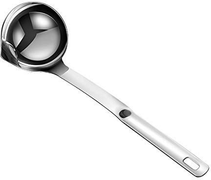 Acero inoxidable sopa grasa separador de aceite cucharón filtro de aceite espumado, cuchara sopa colador para cocina salsa alimentos separador de grasa cuchara