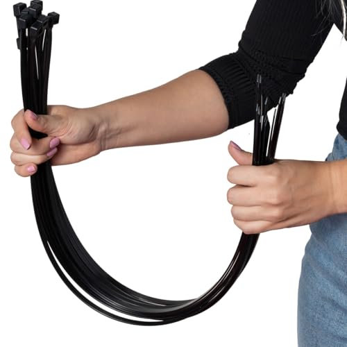 ERKO Bridas para Cables Negro 550 x 9,0 mm UV Resistencia 100 piezas Ultra fuertes 80 kg de resistencia a la tracción, Largo, Resistente a temperatura, Para Oficina, Hogar, Exteriores