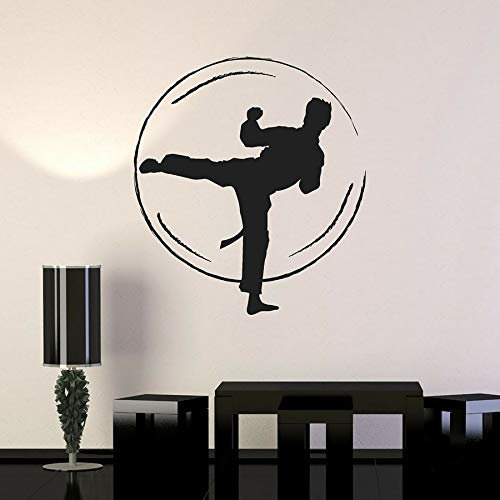 NSRJDSYT Wandaufkleber Vinyl Fenster Glas Aufkleber Karate Kampf Kampfkunst Jiu Jitsu Motivations-Fitnessstudio Taekwondo Hall Interior Decor 42x46cm