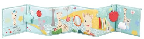 Sophie la Girafe Livre d'Éveil Double-Face 12 Pages Bébé Dès la Naissance | Face noir et blanc plus face couleurs | pour poussette parc et sol | développe la motricité | idée cadeau fille garçon