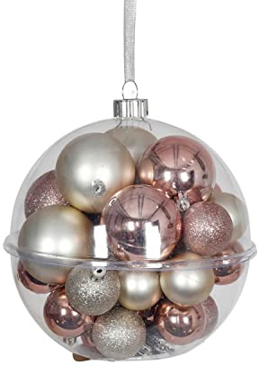 Christbaumkugeln Kunststoff 30er Set 4-6 cm Rosegold Weiß Baumschmuck Deko | Christbaumkugeln bruchsicher in matt und glänzend für Tannenbaum und festliche Weihnachtsdekoration im Innenbereich