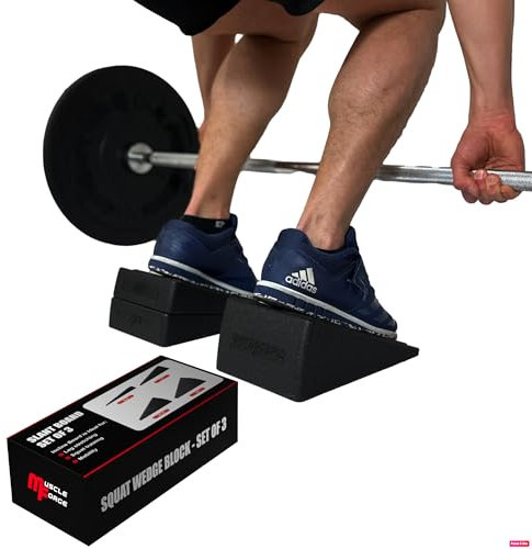 MuscleForge® Squat Wedge Block - Wadendehner für Stretching, Beweglichkeit und Squat-Training - Schrägbrett zur Dehnung, Slant Board für Mobilisation (black, EPP)